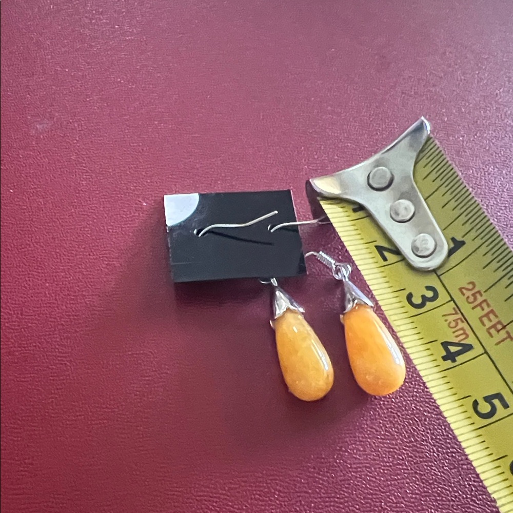 Citrine Yellow Orange Gems Chic Silver and Drop Earrings - Picture 3 of 4